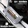 imageMOTOPOWER MP00205B 12V 1000mA Automatic Battery Charger Battery Maintainer Trickle Charger and Battery Desulfator with Timer Protection  Greya  Grey