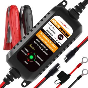 imageMOTOPOWER MP00205A 12V 800mA Automatic Battery Charger Maintainer Trickle and DesulfatorBlack