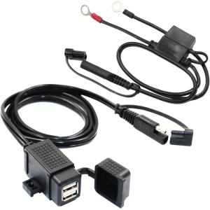imageMOTOPOWER MP0609C 31Amp Waterproof Motorcycle Dual USB Charger Kit SAE to USB Adapter Cable Phone Tablet GPS ChargerbSAE to Dual USB Adapter  Ring Terminal Harness