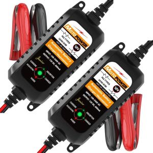 imageMOTOPOWER MP00205A 12V 800mA Automatic Battery Charger Battery Maintainer Trickle Charger and Battery Desulfator 2 Pack