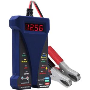 imageMOTOPOWER MP0514B 12V Digital Battery Tester Voltmeter and Charging System Analyzer with LCD Display and LED Indication  Blue Rubber Paint