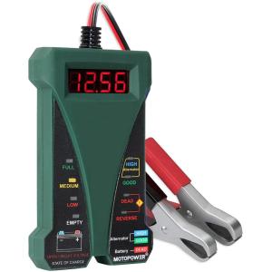imageMOTOPOWER MP0514E 12V Digital Car Battery Tester Voltmeter and Charging System Analyzer with LCD Display and LED Indication  Midnight Green Rubber Paint